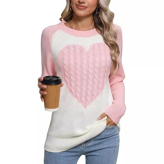 Damen legerer Pullover mit Herzdesign EB