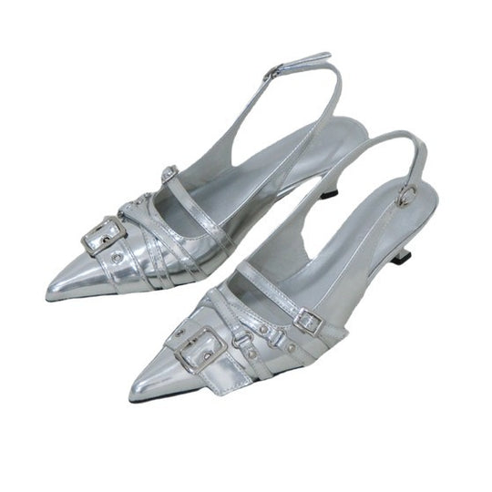 Damen elegante Sling-Pumps mit modischer Schnallenverzierung EB