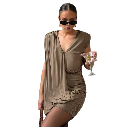 Damen Wickelkleid mit fließendem Schnitt und eleganter Drapierung EB