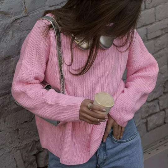 Damen Oversized Strickpullover mit weitem Schnitt und Struktur EB