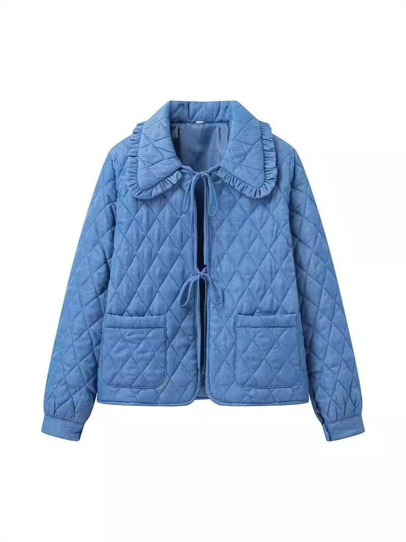Damen Steppjacke mit großem Kragen und praktischen Taschen EB