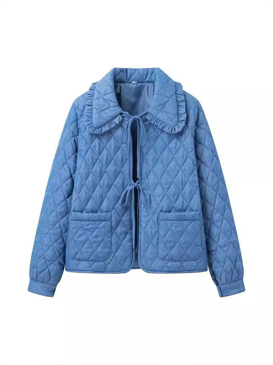 Damen Steppjacke mit großem Kragen und praktischen Taschen EB