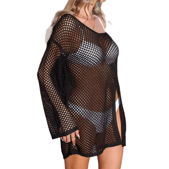 Damen Luftige Netz-Strickjacke EB