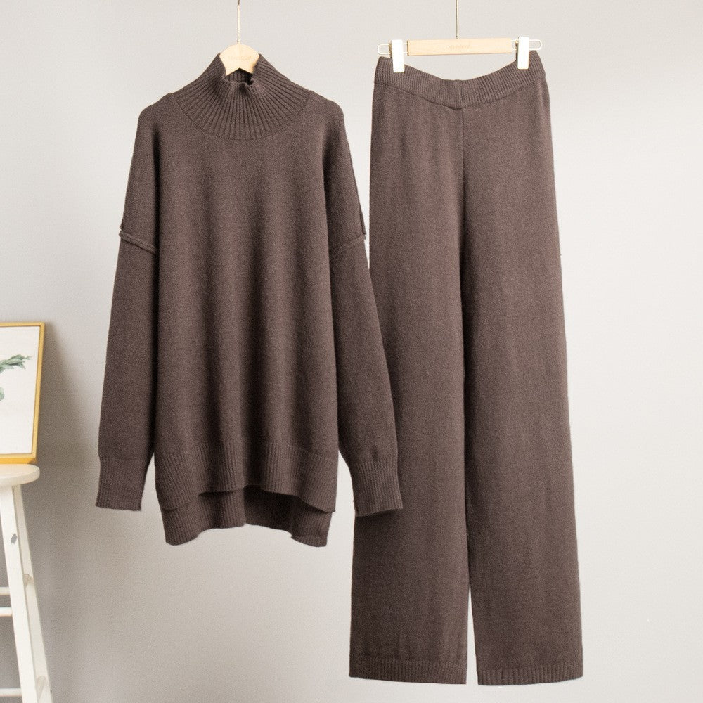 Damen Gemütliches Strick-Ensemble mit hohem Kragen EB