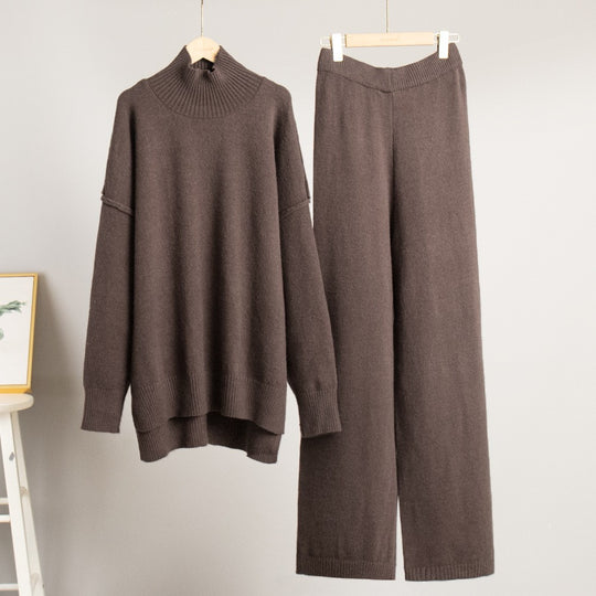 Damen Gemütliches Strick-Ensemble mit hohem Kragen EB