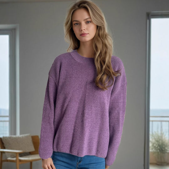 Damen lässiger Strickpullover mit großzügigem Schnitt und angenehmer Textur EB