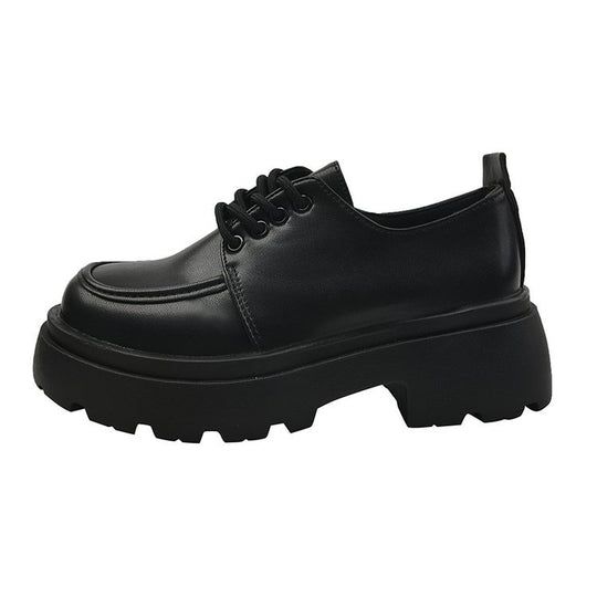 Damen modische Plateau-Schnürschuhe mit glänzender Oberfläche und stabiler Sohle EB
