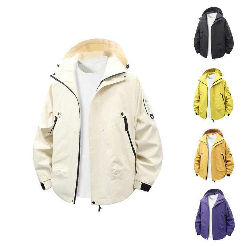 Herren funktionale Outdoor-Jacke mit verstellbarem Kapuzenbereich und zahlreichen Taschen EB