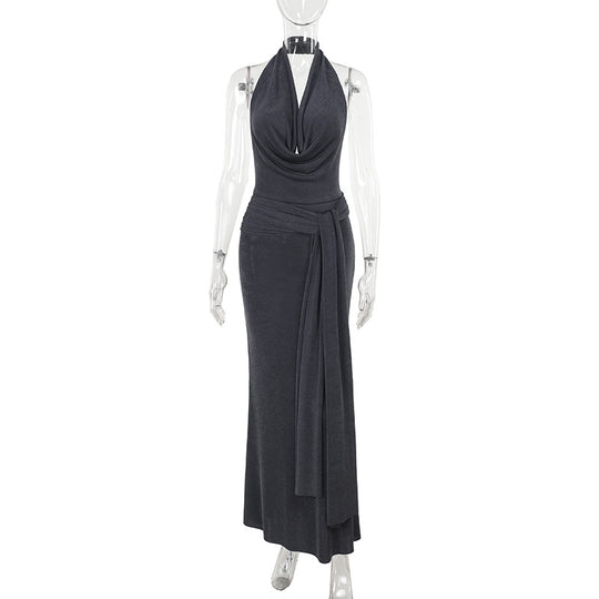 Damen elegantes Wickelkleid mit tiefem V-Ausschnitt und fließendem Schnitt EB