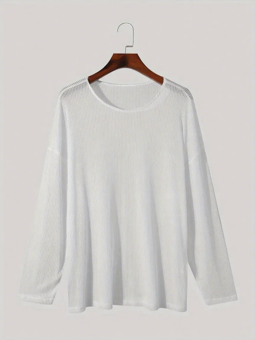 Damen Langarmshirt mit strukturiertem Rippenmuster und lässigem Schnitt EB