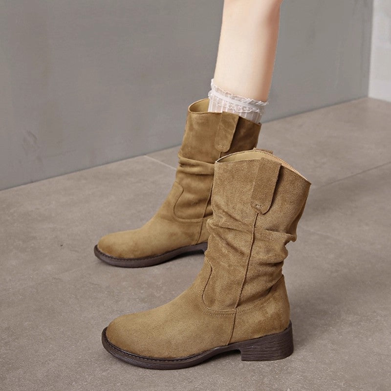 Damen modische Stiefel mit weichem Wildleder und elastischem Schaft EB