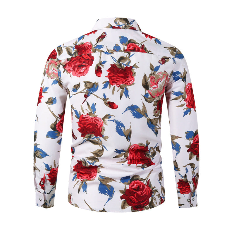 Herren Langarmhemd mit floralem Muster und modernem Schnitt EB