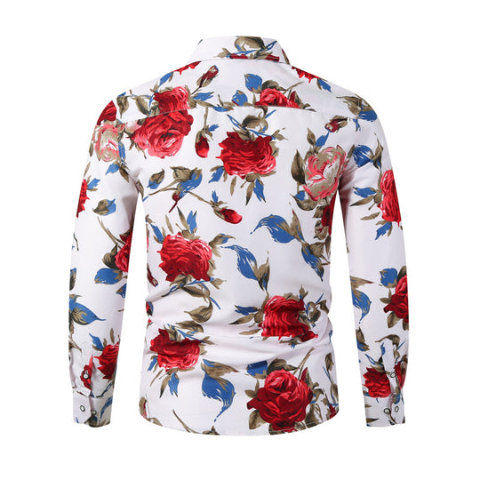 Herren Langarmhemd mit floralem Muster und modernem Schnitt EB