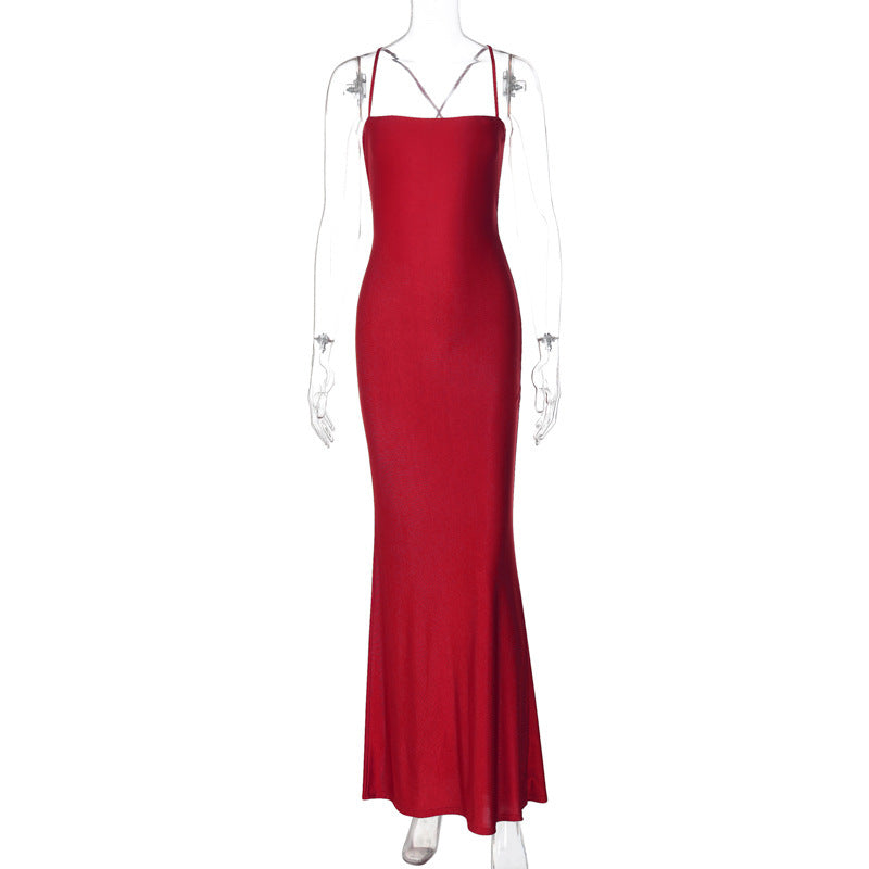 Damen Maxi-Kleid mit schmalem Trägerdesign und fließendem Schnitt EB