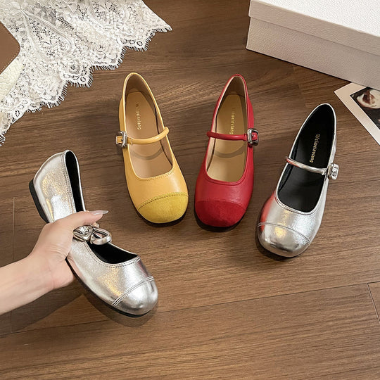 Damen Ballerinas mit modischer Schnallenapplikation EB
