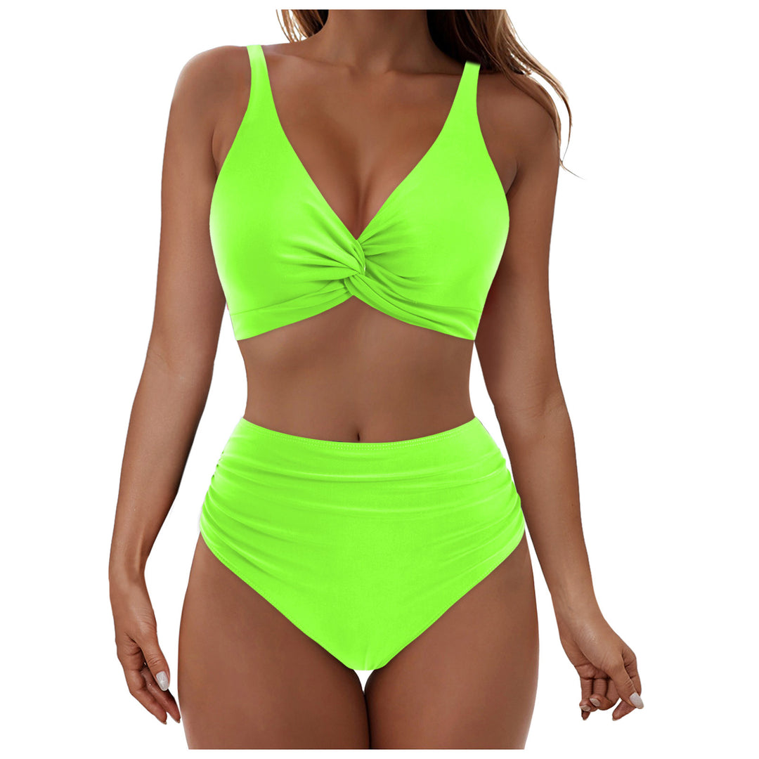 Damen Hochtailliertes Bikini-Set mit elegantem Wickeloberteil EB
