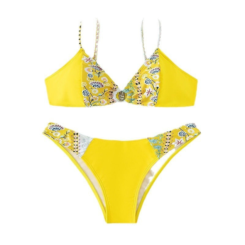 Damen Bikini mit verstellbaren Trägern und raffiniertem Floral-Design EB