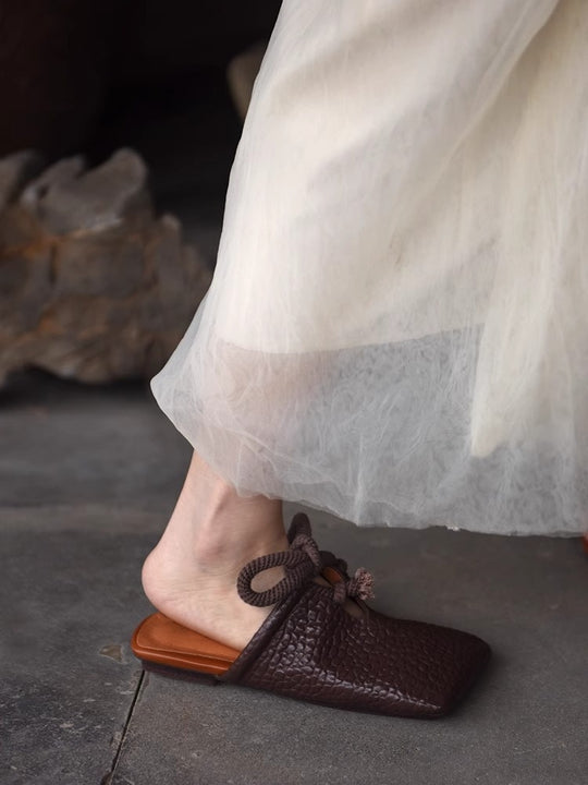 Damen modische Mules mit dekorativem Schnürdesign EB
