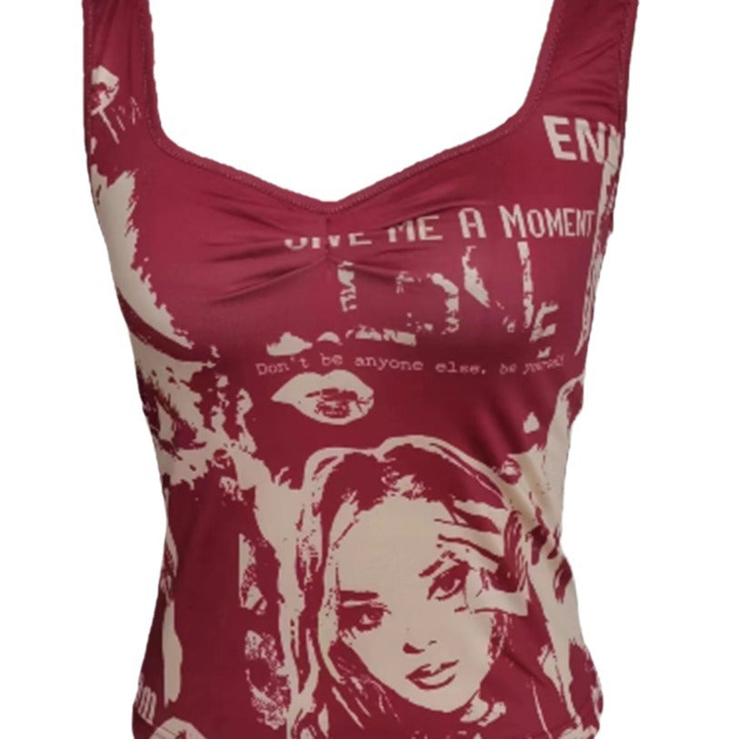 Damen Tanktop mit kreativem Print und figurbetontem Design EB