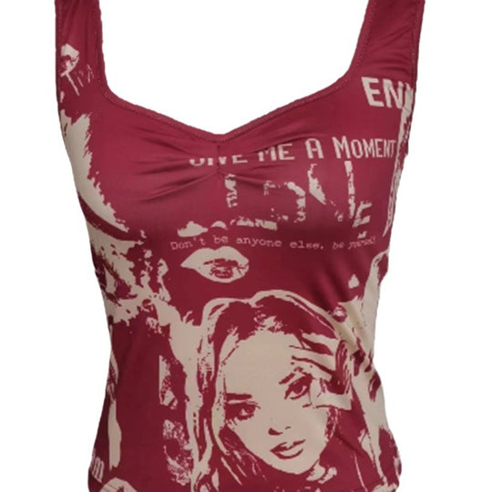 Damen Tanktop mit kreativem Print und figurbetontem Design EB
