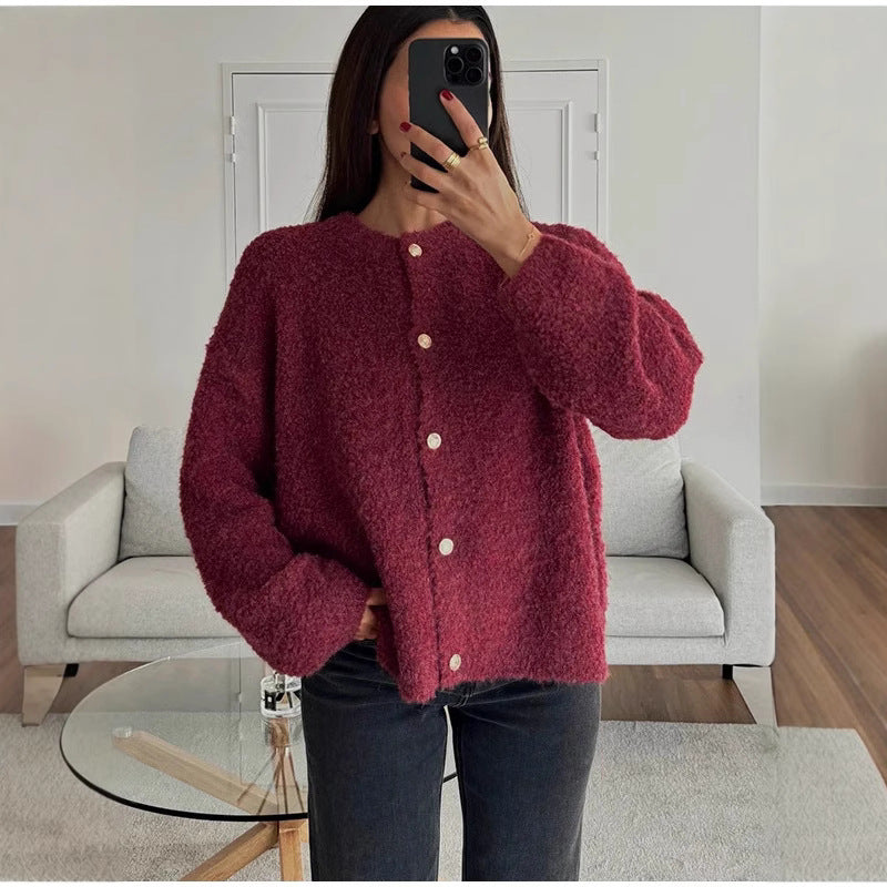 Damen Fluffiger Boucle-Pullover EB