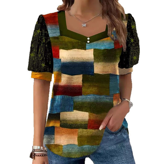 Damen Glitzernde V-Pullover Bluse EB