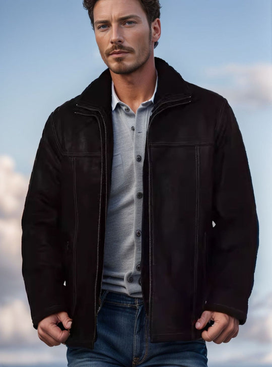 Herren gemütliche und stylische Jacke aus weichem Kunstleder EB