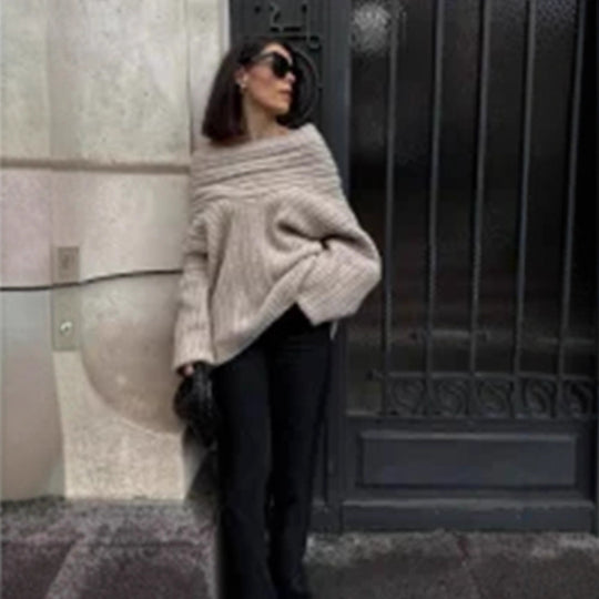 Damen Oversized Strickpullover mit lässigem Schnitt und voluminösen Ärmeln EB