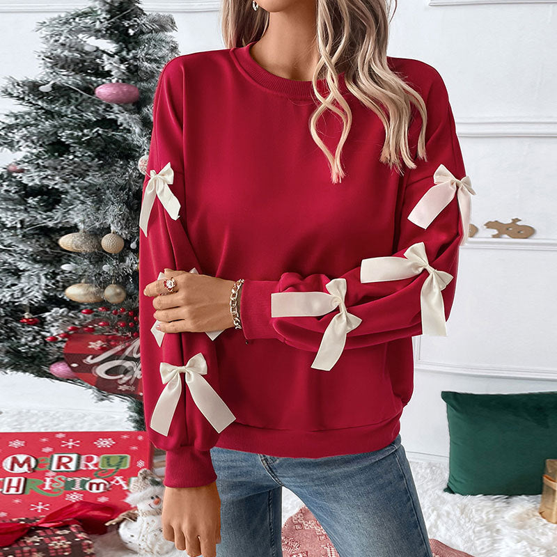 Damen Sweatshirt mit Rüschen und Schleifen EB