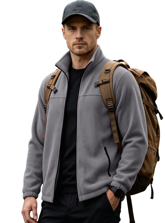 Herren Leichte Outdoor-Fleecejacke mit Stehkragen und Reißverschlusstaschen EB