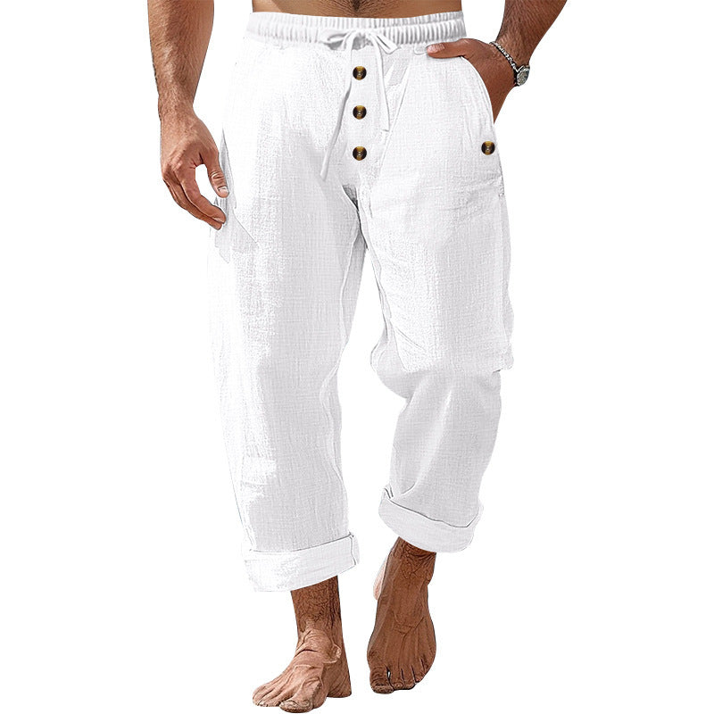 Herren lockere Strandhose mit verstellbarem Kordelzug und praktischen Seitentaschen EB