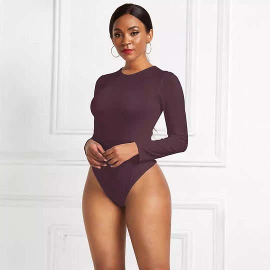 Damen Eleganter Langarmbody mit hohem Beinausschnitt EB