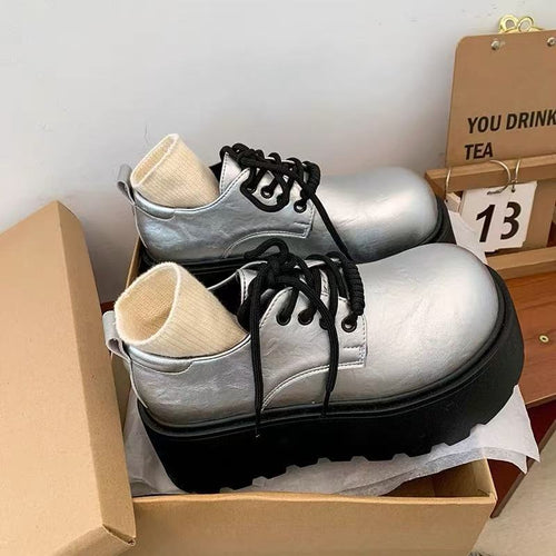 Damen Modische Schnürschuhe mit robustem Plateau und sockenähnlichem Detail EB