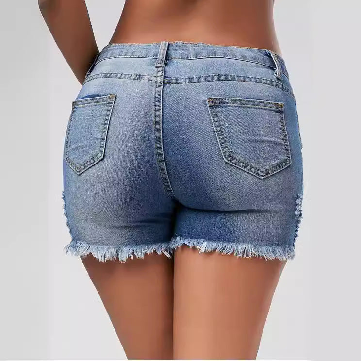 Damen Destroyed Denim Shorts EB