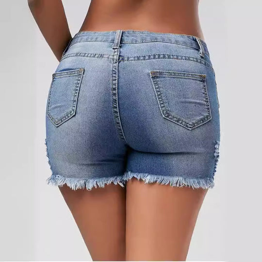 Damen Destroyed Denim Shorts EB