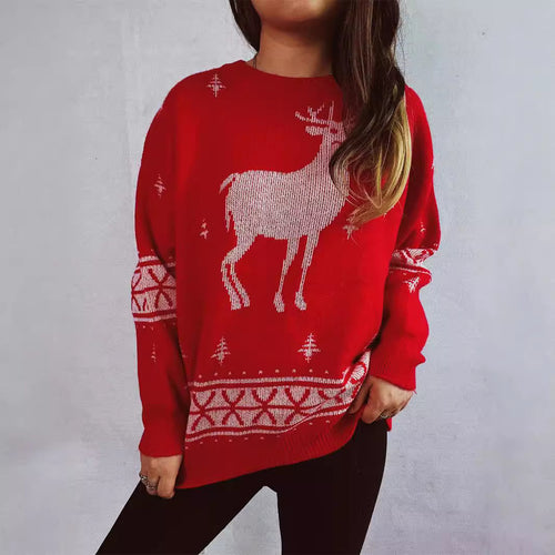 Damen Weihnachts-Pullover mit festlichem Rentier-Motiv und weichem Strick EB