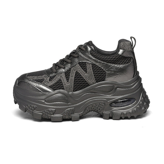 Damen Sportliche und stylische Chunky Sneakers mit atmungsaktivem Mesh und dämpfender Sohle EB