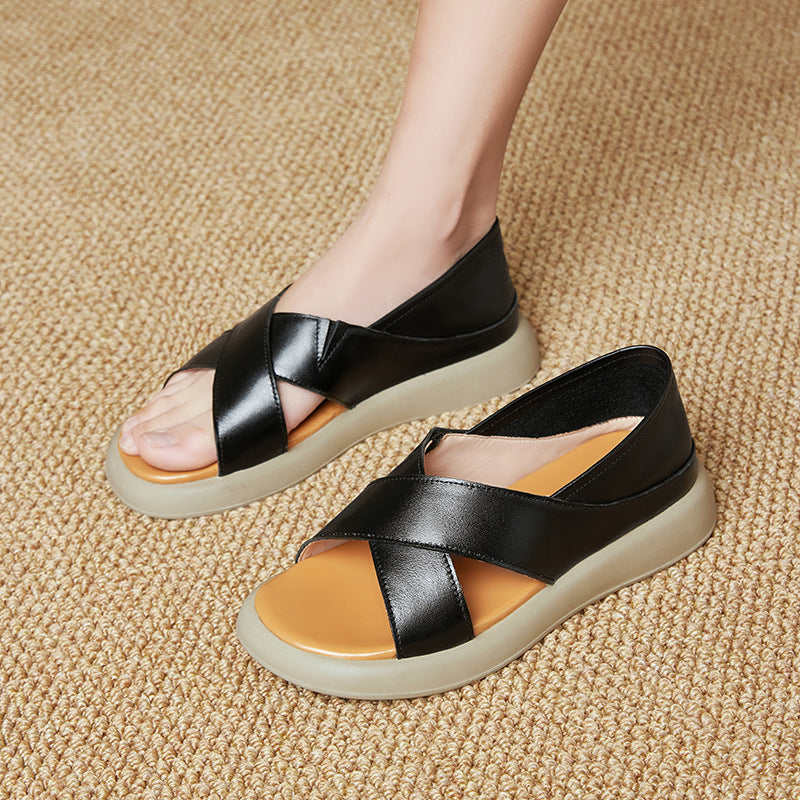 Damen komfortable Sandalen mit modernem Querriemen und rutschfester Sohle EB