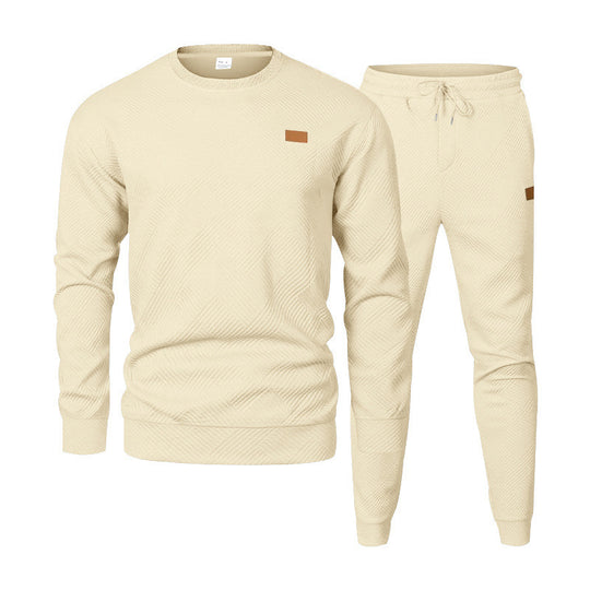 Herren Feinstrukturiertes Lounge-Set mit Rundhals-Pullover & schmaler Jogginghose EB