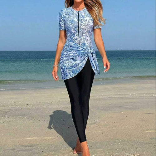 Damen Sportlicher Surfanzug mit asymmetrischem Schnitt und Wickeldetail EB