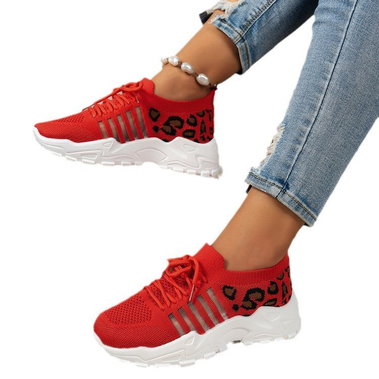 Damen Sportliche Sneakers mit atmungsaktivem Netzmaterial und modischem Tiermuster EB