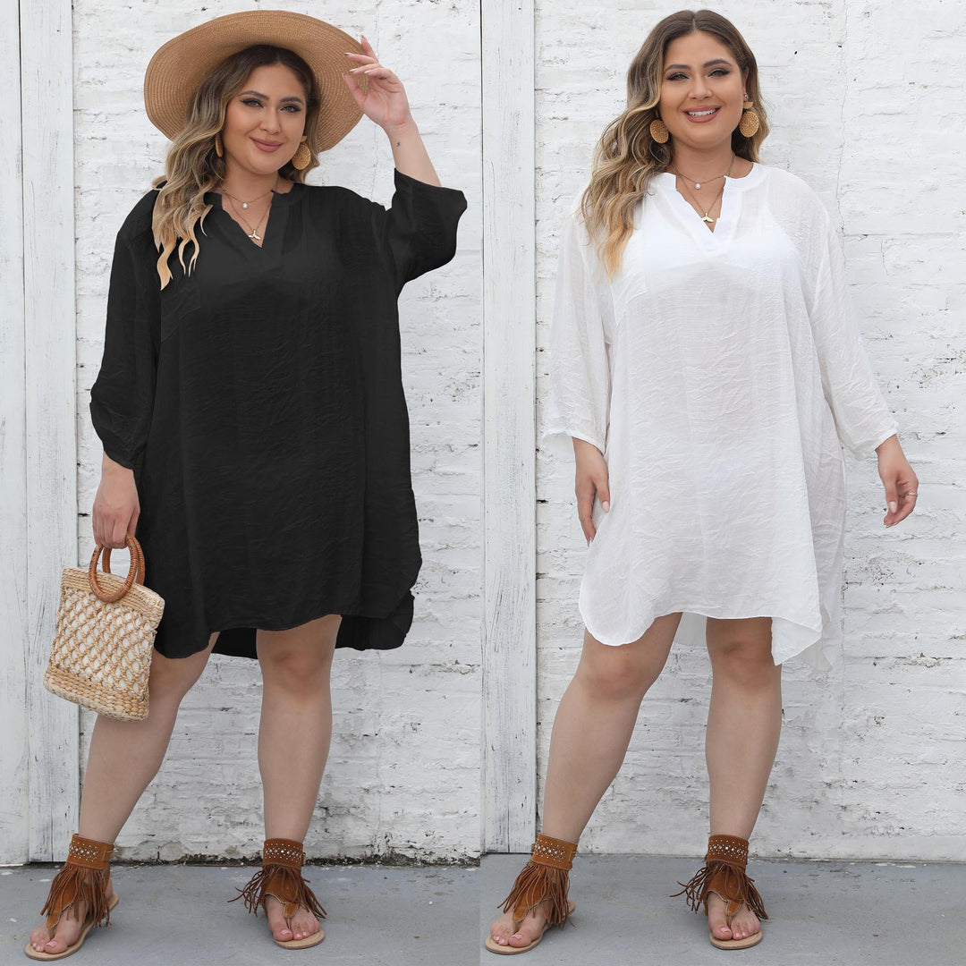Damen lässiges Strandkleid mit seitlichem Schlitz EB