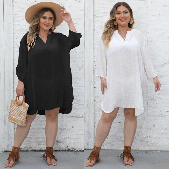Damen lässiges Strandkleid mit seitlichem Schlitz EB
