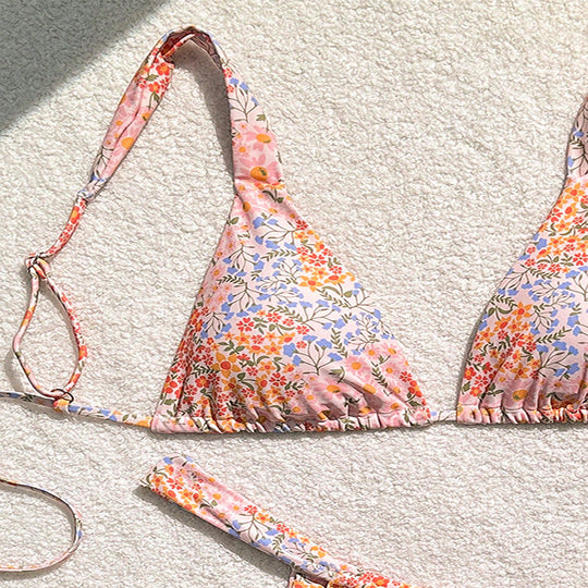 Damen Triangel-Bikini mit verspieltem Blumendesign EB