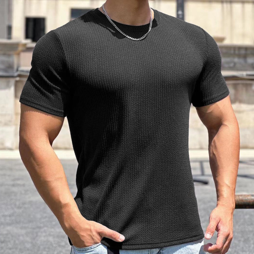 Herren strukturiertes T-Shirt in schlanker Passform mit Rundhalsausschnitt EB