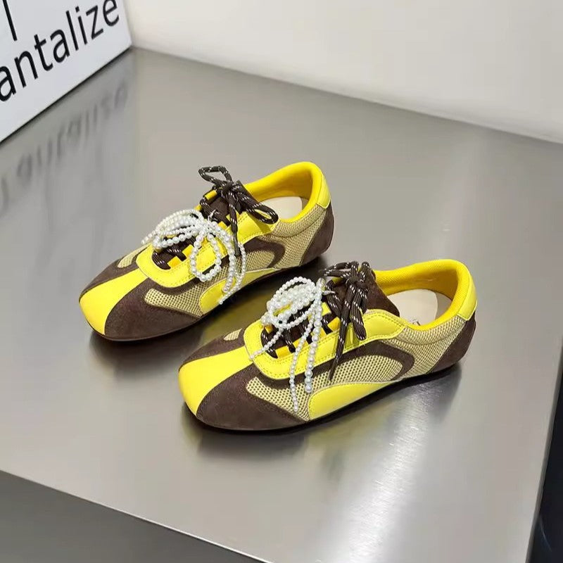 Damen modische Sneakers mit elegantem Sportdesign und hochwertigem Materialmix EB