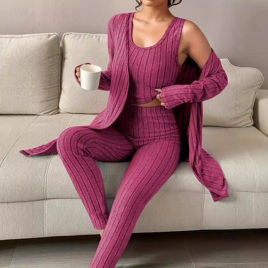 Damen komfortables Strick-Loungewear Set EB