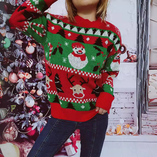 Damen Weihnachts-Pullover mit festlichem Motiv und angenehmem Schnitt EB
