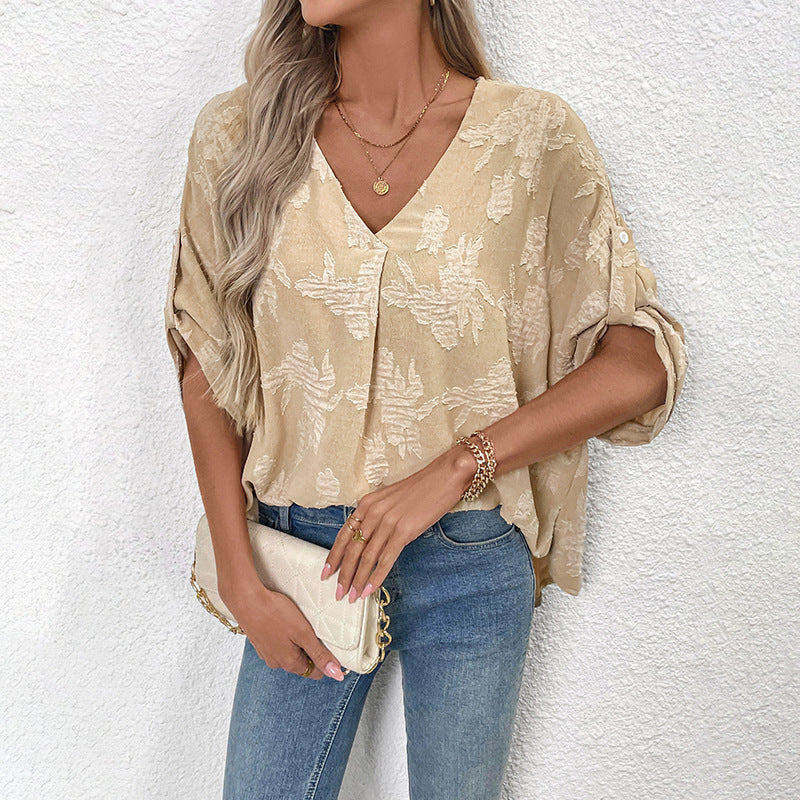 Damen luftige Sommerbluse mit eleganten Schnürdetails und weitem Schnitt EB