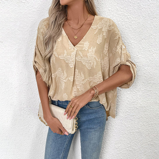 Damen luftige Sommerbluse mit eleganten Schnürdetails und weitem Schnitt EB